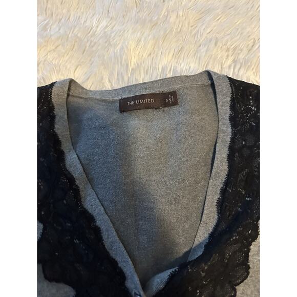 The Limited Gray And Black Lace Cardigan Size S Career Going Out Size S - Picture 2 of 6